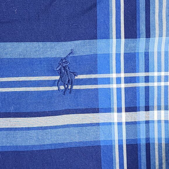 Mens Ralph Lauren Blue Plaid Shirt Classic Fit Button Down Long Sleeve Size L - Picture 3 of 9